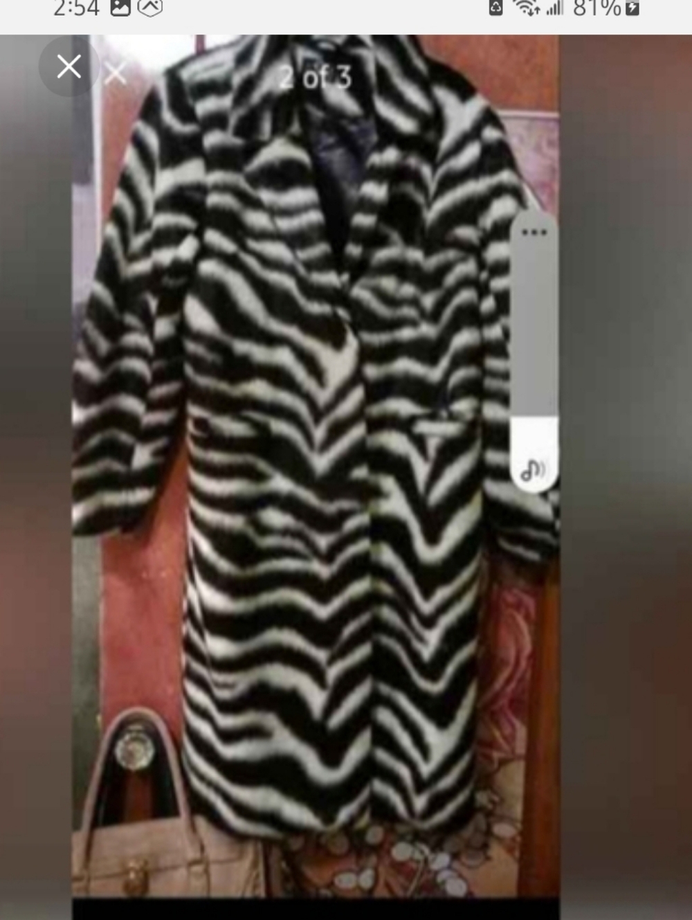 Black and White Zebra Print Faux Fur Coat New